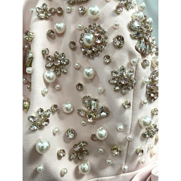Mac Duggal Pearl Rhinestone Embellished Formal Maxi Dress Gown Sz 6 NWT - Picture 6 of 8